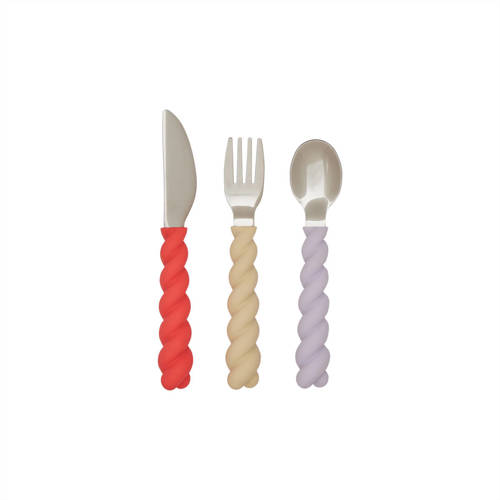 OYOY Mini bestekset Mellow (set van 3) Rood | Bestek van OYOY Mini afbeelding