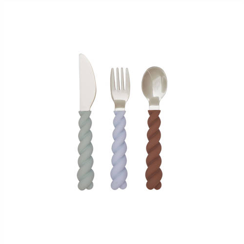 OYOY Mini bestekset Mellow (set van 3) Blauw | Bestek van OYOY Mini afbeelding
