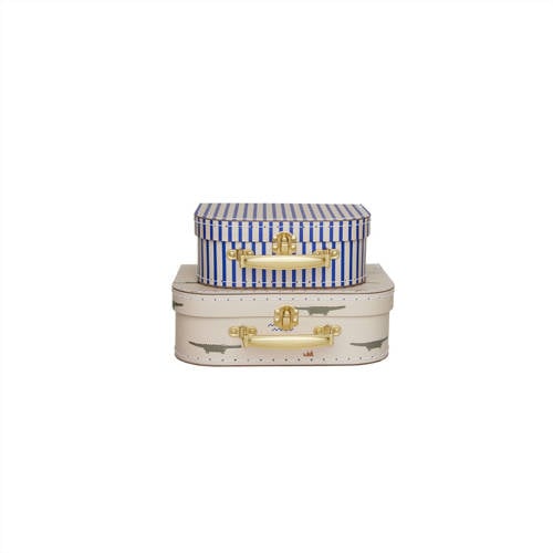 OYOY Mini opberg koffertjes Crocodile & stripe (set van 2) Opbergdoos Beige afbeelding