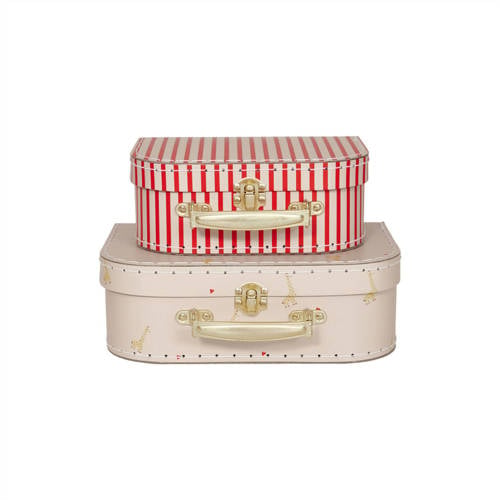 OYOY Mini opberg koffertjes Giraffe & stripe (set van 2) Opbergdoos Geel afbeelding