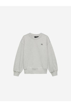sweater met backprint grijs melange