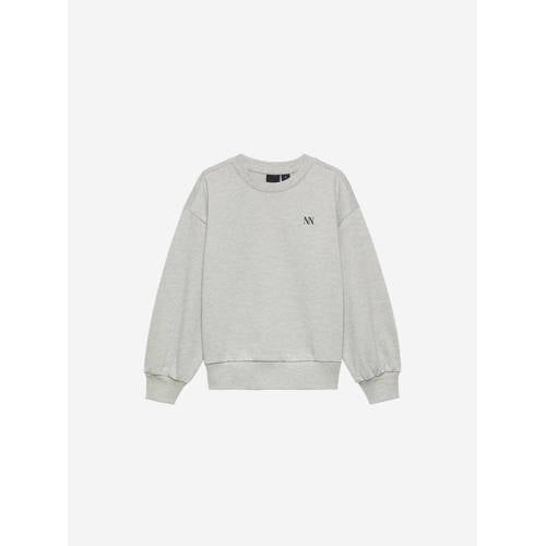 NIK&NIK sweater met backprint grijs melange Backprint
