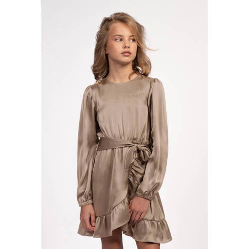 NIK&NIK A-lijn jurk beige Meisjes Polyester Ronde hals Effen