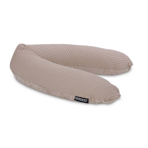 Snoozzz Voedingskussen Premium Kwaliteit - 185 cm – Microparel Vulling – Wasbare Hoes - Wafel Teddy Sand afbeelding