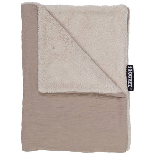 Snoozzz Baby Deken Ledikant deken - 100 x 135 cm - zachte teddy met hydrofiel katoen - Sand Babydeken afbeelding