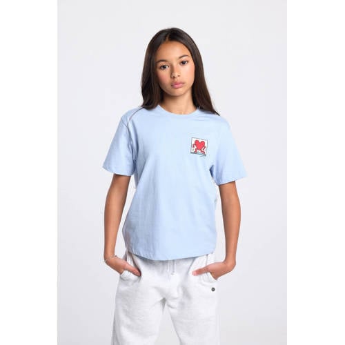 America Today T-shirt met backprint lichtblauw Meisjes Katoen Ronde hals - maat 158/164 afbeelding