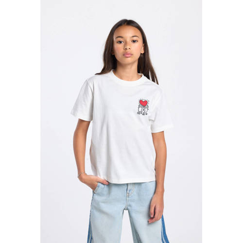 America Today T-shirt met backprint wit Meisjes Katoen Ronde hals Backprint - maat 122/128 afbeelding