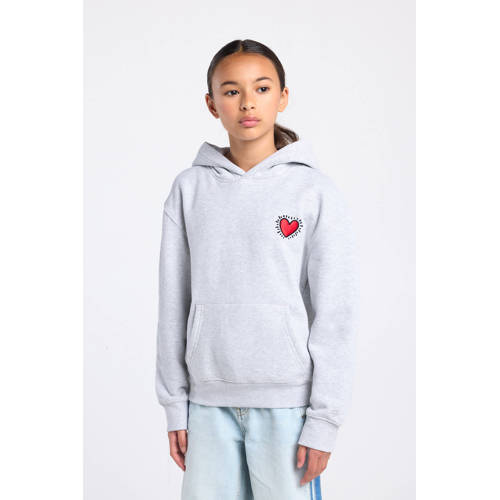 America Today hoodie met backprint grijs melange Sweater Backprint - maat 158/164 afbeelding