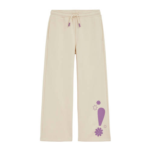 WE Fashion loose joggingbroek ecru Meisjes Sweat Printopdruk - maat 158 afbeelding