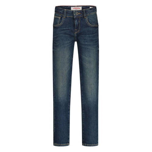 Vingino slim fit slim fit jeans dark blue denim Blauw Effen - maat 158 afbeelding