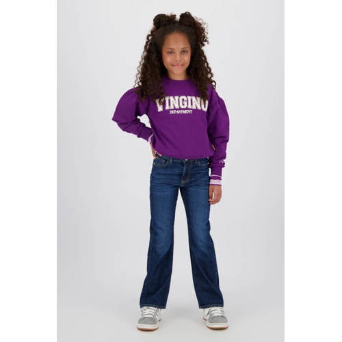 Vingino flared flared jeans dark blue denim Blauw Effen - maat 122 afbeelding