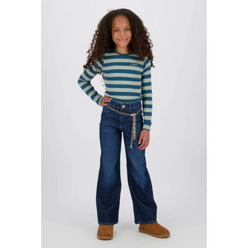 Vingino wide leg wide leg jeans dark blue denim Blauw Effen - maat 158 afbeelding