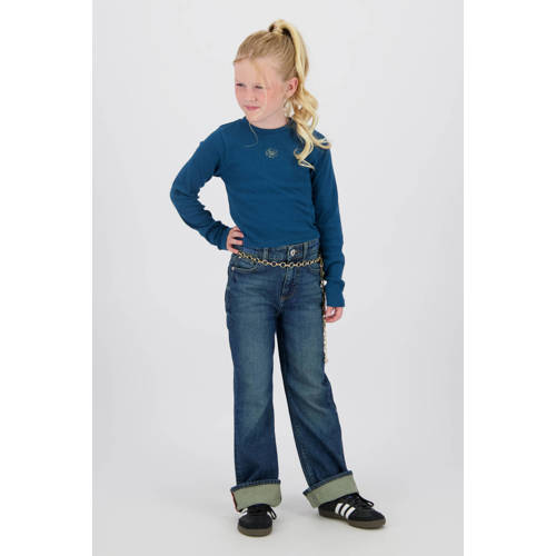 Vingino flared flared jeans dark blue denim Blauw Effen - maat 176 afbeelding