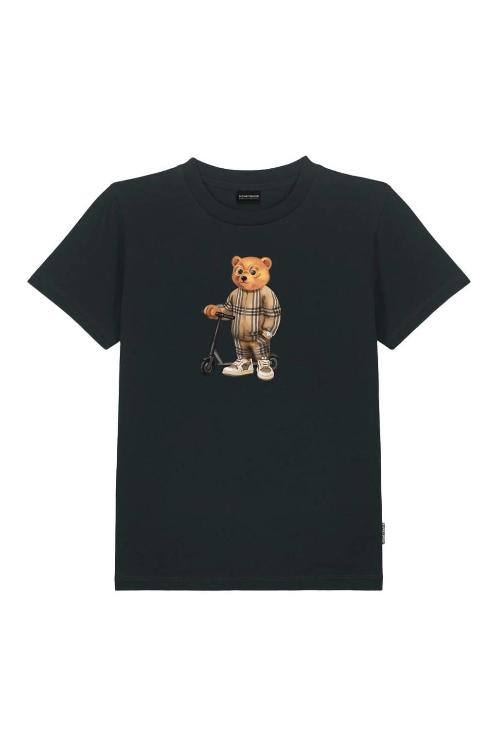 Zwarte jongens Baron Filou Honeygang T-shirt van katoen met printopdruk en korte mouwen