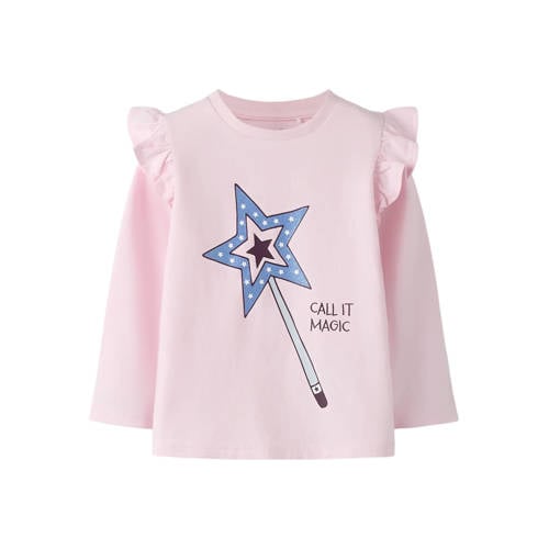 NAME IT MINI longsleeve lichtroze Meisjes Stretchkatoen Ronde hals Printopdruk - maat 86 afbeelding