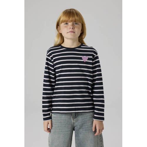 NAME IT KIDS gestreepte longsleeve donkerblauw Meisjes Katoen Ronde hals - maat 122/128 afbeelding