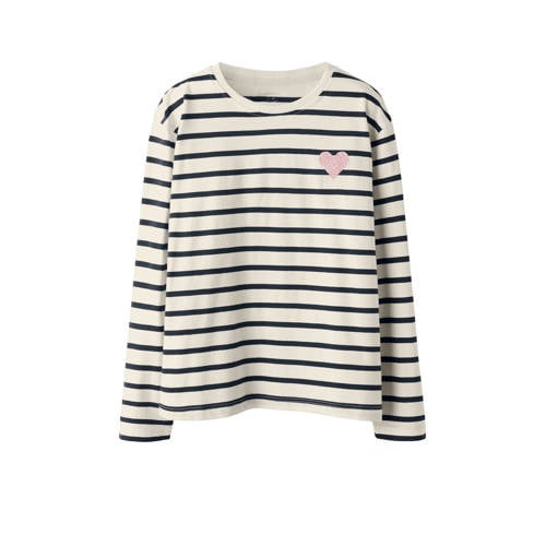NAME IT KIDS gestreepte longsleeve wit Meisjes Katoen Ronde hals Streep