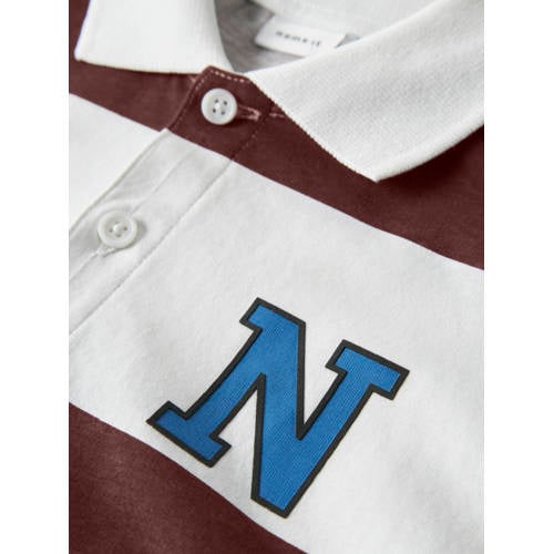 NAME IT KIDS gestreepte polo bruin Jongens Katoen Polokraag Streep
