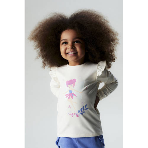 NAME IT MINI longsleeve ecru Meisjes Stretchkatoen Ronde hals Printopdruk - maat 104 afbeelding