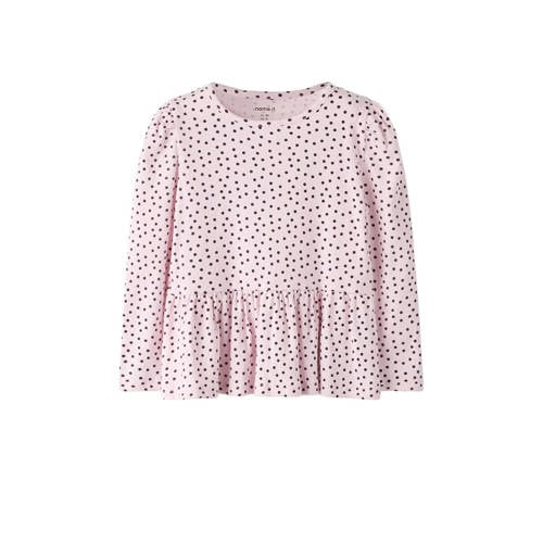 NAME IT MINI blousetop met stippen roze Meisjes Stretchkatoen Ronde hals - maat 104 afbeelding