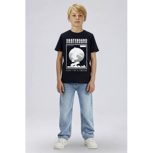 NAME IT KIDS T-shirt zwart Jongens Katoen Ronde hals Printopdruk - maat 122/128 afbeelding
