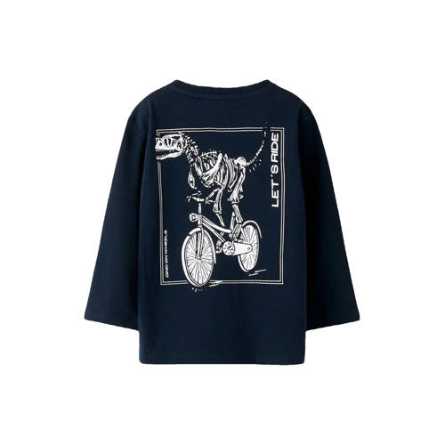 NAME IT MINI longsleeve met backprint donkerblauw Jongens Katoen Ronde hals - maat 98 afbeelding