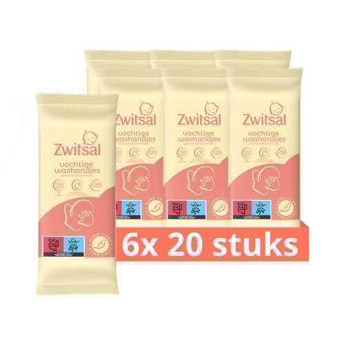 Zwitsal vochtige washandjes - 6 x 20 stuks Babydoekjes