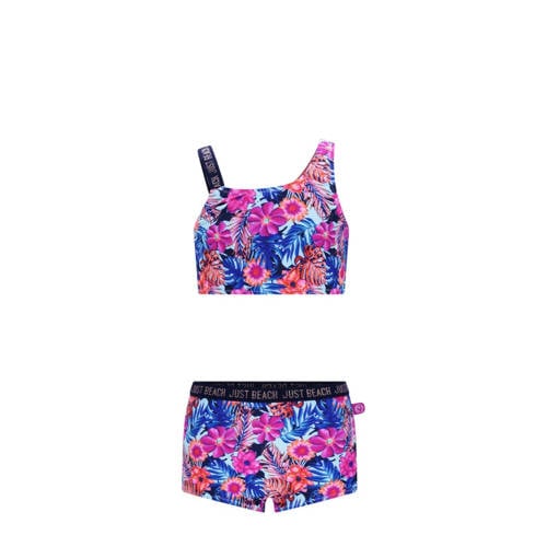 Just Beach crop bikini Tanzania lichtblauw/donkerblauw/roze Meisjes Polyester - maat 158-164 afbeelding