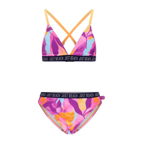 Just Beach triangel bikini Bali roze/paars/oranje Meisjes Polyester All over print - maat 158-164 afbeelding