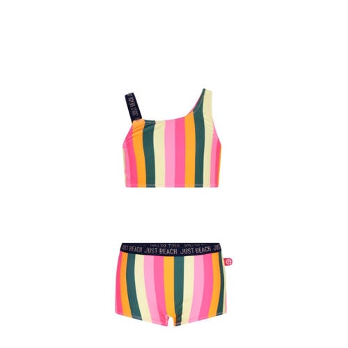 Just Beach crop bikini Tanzania oranje/groen/geel Meisjes Polyester Streep - maat 146-152 afbeelding