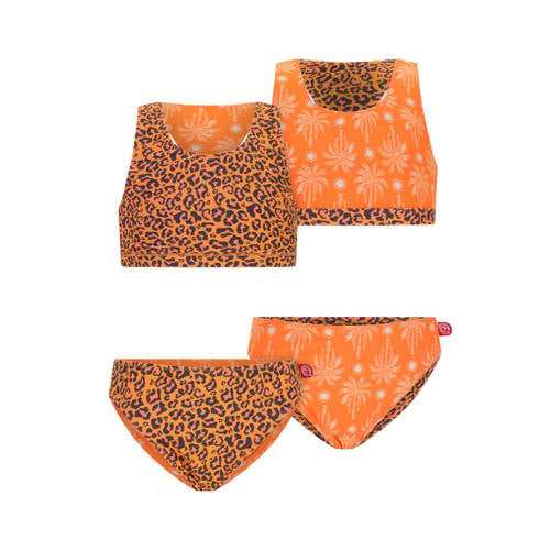 Just Beach reversible crop bikini Inside Out oranje Meisjes Polyester All over print - maat 122-128 afbeelding