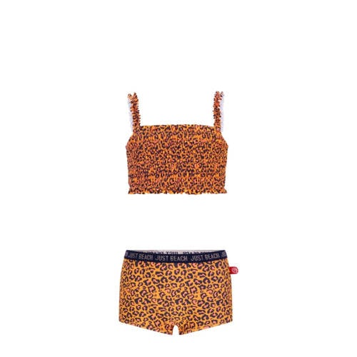 Just Beach crop bikini Zanzibar oranje/zwart Meisjes Polyester Dierenprint - maat 170-176 afbeelding