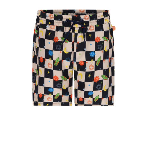 Just Beach zwemshort Poolday zwart/ecru Jongens Polyester Ruit - maat 134-140 afbeelding