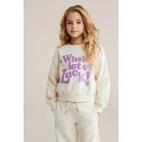 WE Fashion sweater ecru Printopdruk - maat 110/116 afbeelding