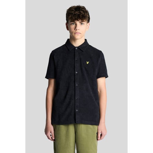 Lyle & Scott overhemd donkerblauw Jongens Katoen Polokraag Effen - maat 134/140 afbeelding