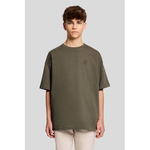 Lyle & Scott T-shirt kaki Jongens Katoen Ronde hals Effen - maat 152/158 afbeelding