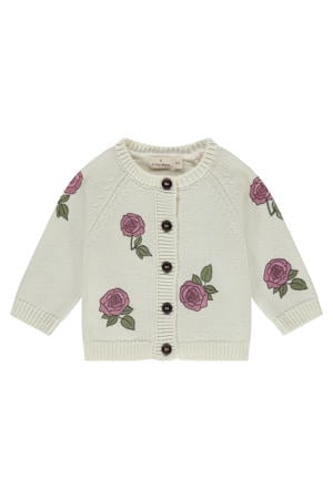 gebloemde gebreid vest ecru