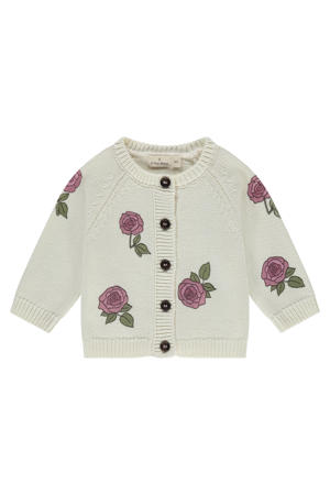 gebloemde gebreid vest ecru