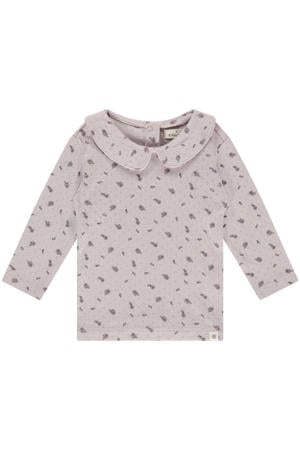 gebloemde longsleeve paars