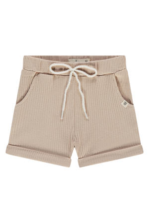 casual short lichtbruin rib gebreid