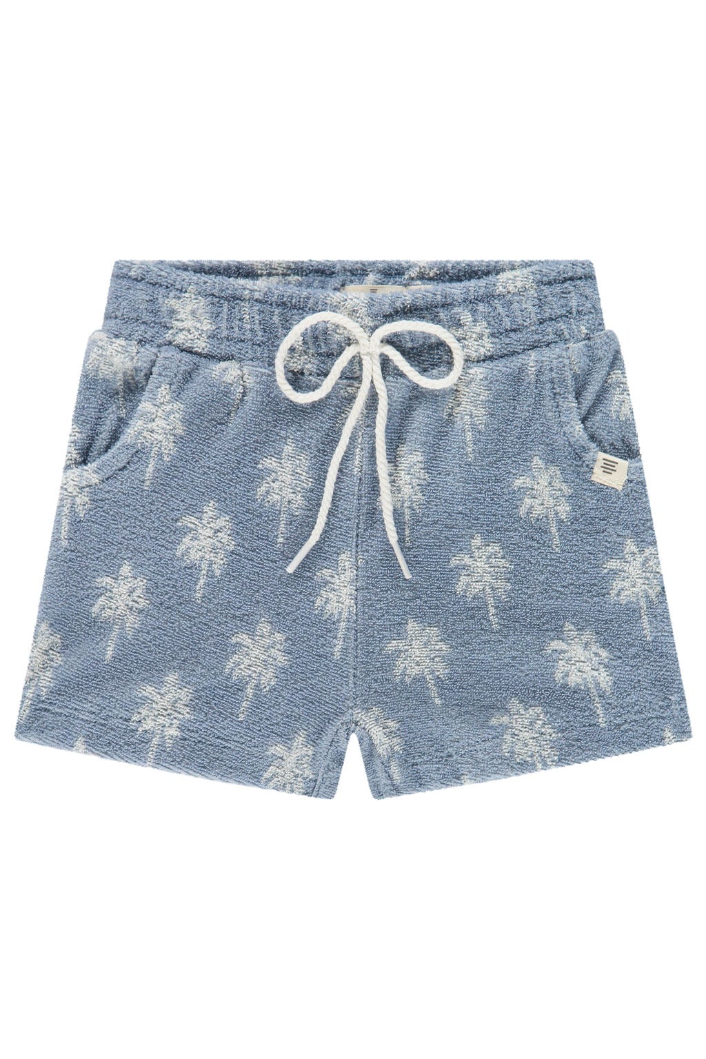 Lichtblauw en witte jongens A Tiny Story badstof casual short van katoen met elastische tailleband met koord