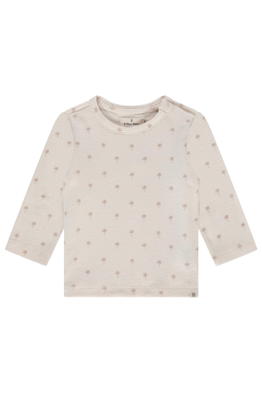 Ecru jongens en meisjes A Tiny Story longsleeve van katoen met lange mouwen, ronde hals en drukknoopsluiting