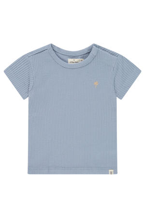 T-shirt rib gebreid grijsblauw