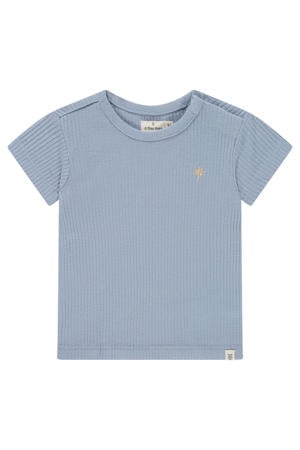 T-shirt rib gebreid grijsblauw