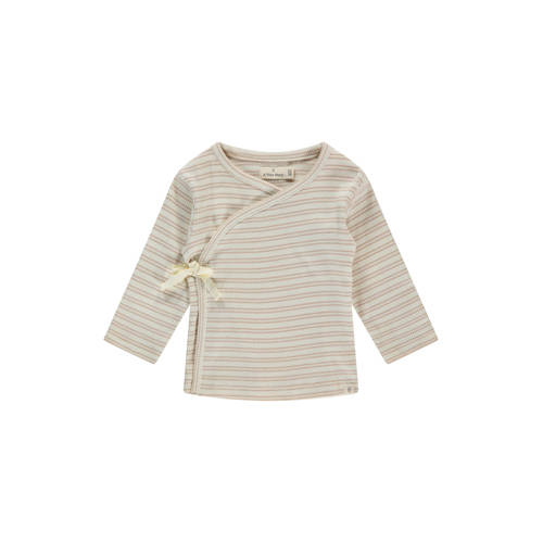 A Tiny Story gestreepte longsleeve beige Jongens/Meisjes Katoen Ronde hals - maat 68 afbeelding