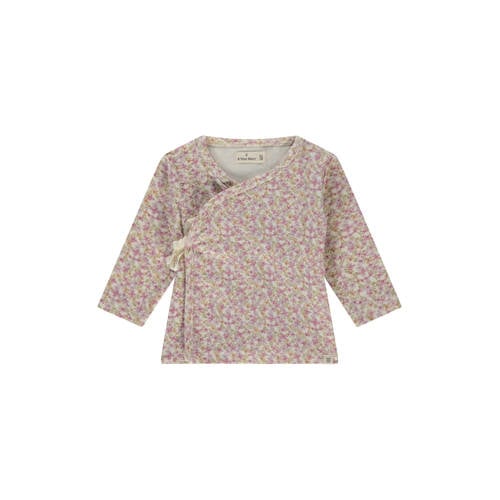 A Tiny Story gebloemde longsleeve roze Meisjes Katoen V-hals Bloemen - maat 56 afbeelding