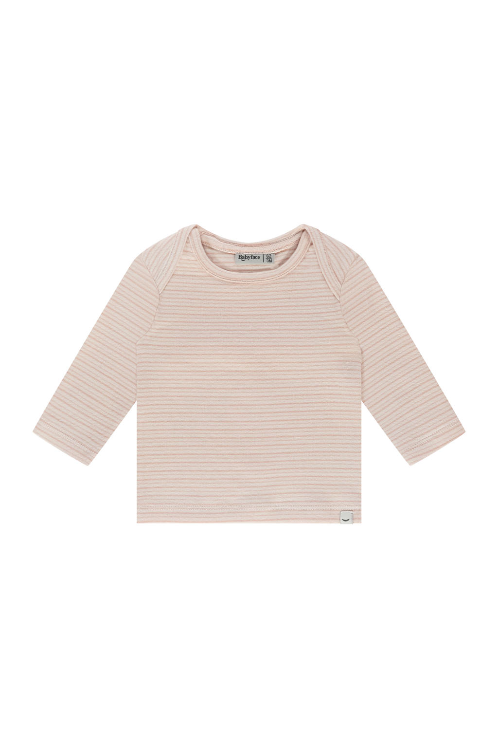 Roze jongens Babyface gestreepte longsleeve van stretchkatoen met lange mouwen en ronde hals