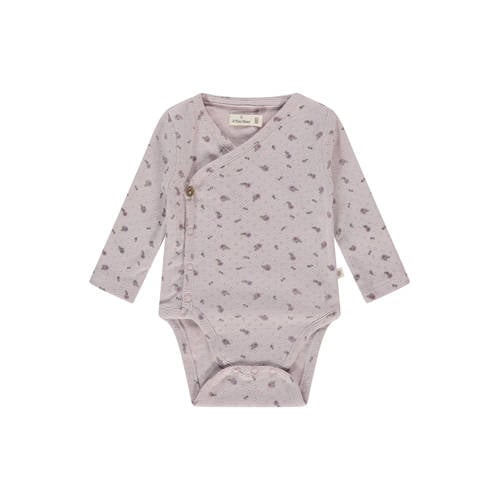 A Tiny Story romper met overslag paars Meisjes Katoen Ronde hals Bloemen - maat 68 afbeelding
