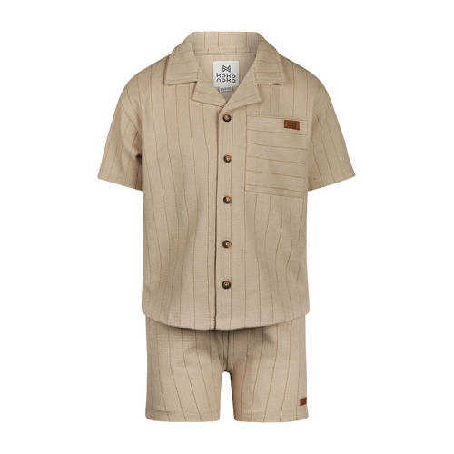 Koko Noko Shirt + broek Beige Jongens Katoen Reverskraag Streep - maat 92 afbeelding