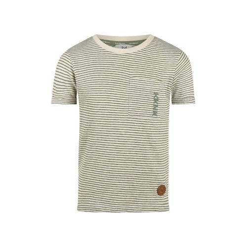 Koko Noko gestreepte T-shirt olijfgroen fijn gebreid Jongens Katoen Ronde hals - maat 86 afbeelding